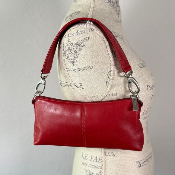 Vintage HOBO Red Leather Women's Shoulder Bag - Picture 1 of 11